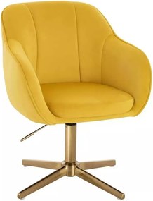 LuxuryForm DESIGN Stolička AVOLA VELUR na zlatom kríži - žltá