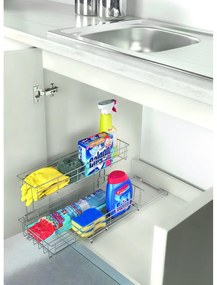 Prídavné dvojposchodové poličky do kuchynskej skrinky Metaltex Limpio
