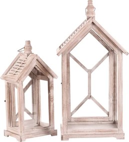 Set dvoch drevených lampášov biely DA209 WT (2 ks)