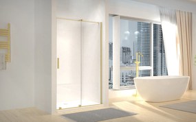 Rea Montana, posuvne sprchové dvere do otvoru 140x200, 6mm číre sklo, zlatý matný profil, KPL-K6401