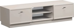 TV stolík Lorini 150 cm na sokli – kašmírová / čierne úchytky T