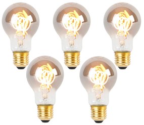 Sada 5 E27 LED špirálových žiaroviek A60 dymové 4W 120 lm 1800K