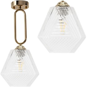 Toolight - stropná sklenená lampa Retro Vintage E27 60W APP1025-1CP, zlatá, OSW-09483