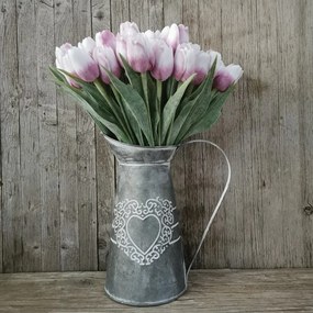 Tulipán umelý bielo fialový jemne bielený 43cm cena za 1ks