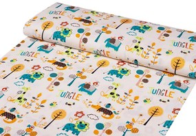 Biante Detské bavlnené posteľné obliečky do postieľky Sandra SA-008 Tyrkysové a oranžové zvieratká z džungle Do postieľky 90x120 a 40x60 cm