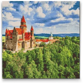 Gario Diamantové maľovanie Hrad Bouzov 2 Rozmery: 50 x 50 cm, Rámovanie: S vnútorným rámom, Diamanty: Okrúhle