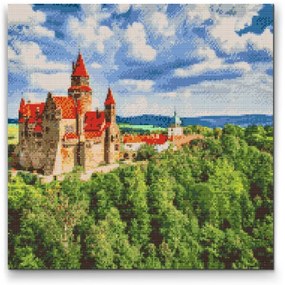 Gario Diamantové maľovanie Hrad Bouzov 2 Rozmery: 50 x 50 cm, Rámovanie: S vnútorným rámom, Diamanty: Štvorcové