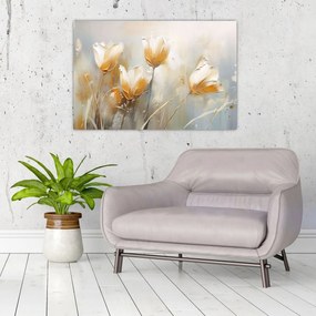 Obraz - Maľba tulipánov (90x60 cm)