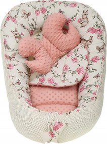 Obojstranné hniezdočko (kokon) pre bábätko - BABYMAM PREMIUM set 7v1 - Tajomná záhrada s marhuľovou minkou
