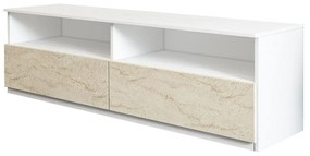 TV stolík/skrinka Naturalia T (biela + travertín). Akcia -18%. Vlastná spoľahlivá doprava až k Vám domov. 1127708
