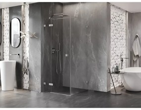 Mexen Lunar T, sklápací sprchový kút ľavý 110 x 110 cm, 8mm číre sklo, oceľový profil, 834T-110-110-97-00-L