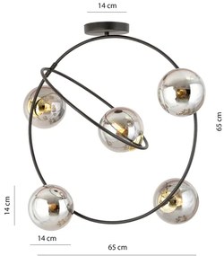 Luster na tyči STARDOM 5xE14/10W/230V čierna/šedá