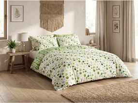 Sada krepových obliečok GREEN TREES POLY zelené + plachta Jersey 180 x 200 cm biele, dvojlôžko