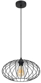Luster na lanku CORRINI 1xE27/60W/230V pr. 34 cm čierna/číra