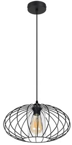 HEXE Luster na lanku CORRINI 1xE27/60W/230V pr. 34 cm čierna/číra HX0183