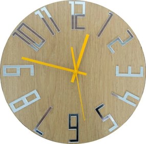 Moderné hodiny na stenu čísla Dub - Silver I SENTOP HDFK006: Čierne ručičky 30 cm 3401-19864 HDFK006 DUB silver