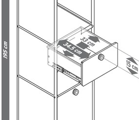 Kovová skrinka »CN3« s 2 výklopnými priečinkami a 2 zásuvkami, čierna