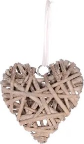 Závesná dekorácia Prútené srdce, šedá%