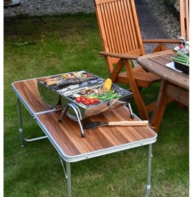 Prenosný gril na drevené uhlie lesklý chróm