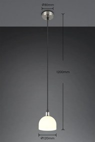 Závesné svietidlo so skleneným tienidlom v bielo-striebornej farbe ø 12 cm Molly – Reality