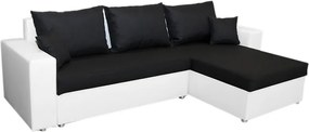 Rohová sedacia súprava Samba II, biela ekokoža/čierna látka