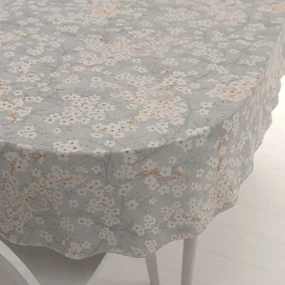 Biante Bavlnený oválny obrus Sandra SA-634 Biele čerešňové kvety na sivom 80x120 cm