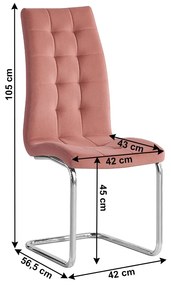 Jedálenská stolička Saloma New - ružová (Velvet) / chróm