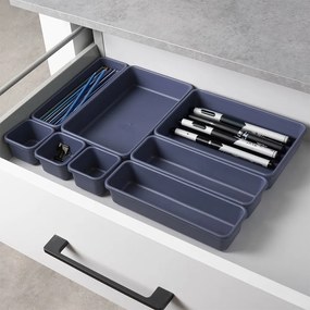 VILDE Súprava 8 kusov organizérov do zásuvky, antracitová, MODULAR 31 cm x 46 cm x 4,5 cm