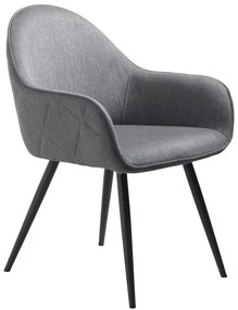 Sivé čalúnené jedálenské kreslo s podrúčkami Minto – Unique Furniture