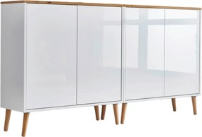 XXXLutz ŠIROKÁ KOMODA, biela, dub artisan, biela s vysokým leskom, 158/86/33 cm MID.YOU - Komody - 001067001802