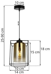 Závesné svietidlo Hella cage, 1x zlaté sklenené tienidlo v kovovom ráme