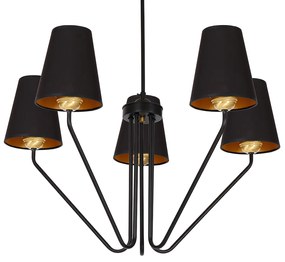 Luster Victoria, 5x čierne textilné tienidlo, b/g