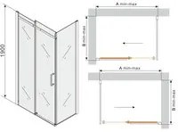 Mexen Omega, 3-stenný sprchovací kút s posuvnými dverami 150 (dvere) x 100 (stena) cm, 8mm číre sklo, chrómový profil, 825-150-100-01-00-3S