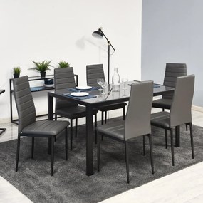 Veľký jedálenský set 6x stolička + stôl Catini MONET – sivá farba