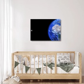 Sklenený obraz Mesiaca a Zeme (70x50 cm)