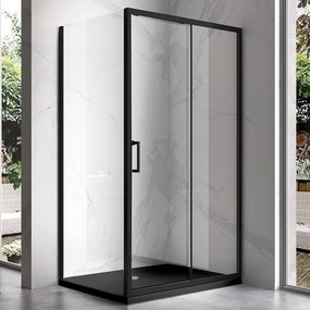 BPS-koupelny Obdĺžnikový sprchový kút KZ103A BL 100x80 čierny/transparent + vanička ST03A BL čierna