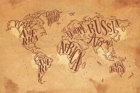 Tapeta moderná mapa sveta na vintage podklade - 225x150