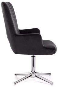 LuxuryForm DESIGN Kreslo AMADEO VELUR na striebornom kríži - čierne