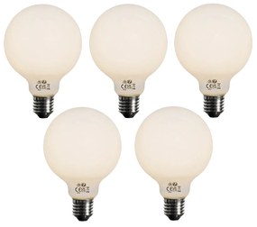 Sada 5 ks E27 3-stupňová stmievateľná LED žiarovka opálové sklo G95 4W 450lm 3000K