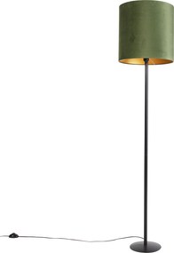 Botanická stojaca lampa čierna so zeleným tienidlom 40 cm - Simplo