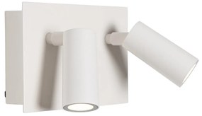 Vonkajšia nástenná lampa biela vrátane LED 2-svetlo senzor pohybu - Simon