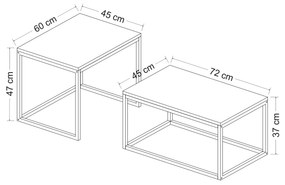 Set konferenčných stolíkov Lika (Čierna). Vlastná spoľahlivá doprava až k Vám domov. 1073006