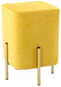 ROGU SUPPLIES zamatová taburetka v tvare kocky v žltej farbe