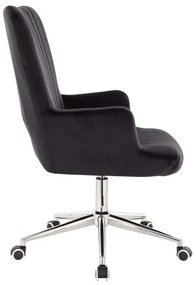 LuxuryForm DESIGN Kreslo AMADEO VELUR na striebornej podstave s kolieskami - čierne