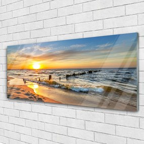 Obraz plexi More západ slnka pláž 125x50 cm