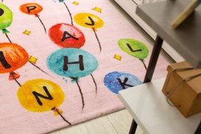 Koberec PLAY  balóniky, písmená abeceda G3548-3,  ružový