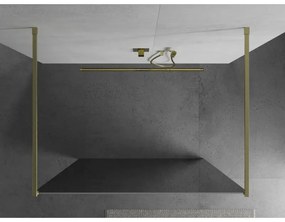 Mexen Kioto, sprchová zástena Walk-In 120 x 200 cm, 8mm sklo vzor zrkadlo, zlatý matný profil, 800-120-002-55-50