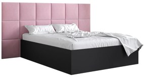 Manželská posteľ s čalúneným čelom 160 cm Brittany 4 (čierna matná + ružová) (s roštom). Vlastná spoľahlivá doprava až k Vám domov. 1046039