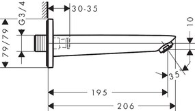 Hansgrohe Logis, vaňový výtok 195 mm, čierna matná, HAN-71410670