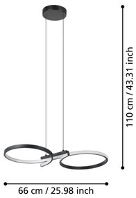 Eglo 901267 - LED Luster na lanku SERPINS LED/21W/230V 3000K čierna